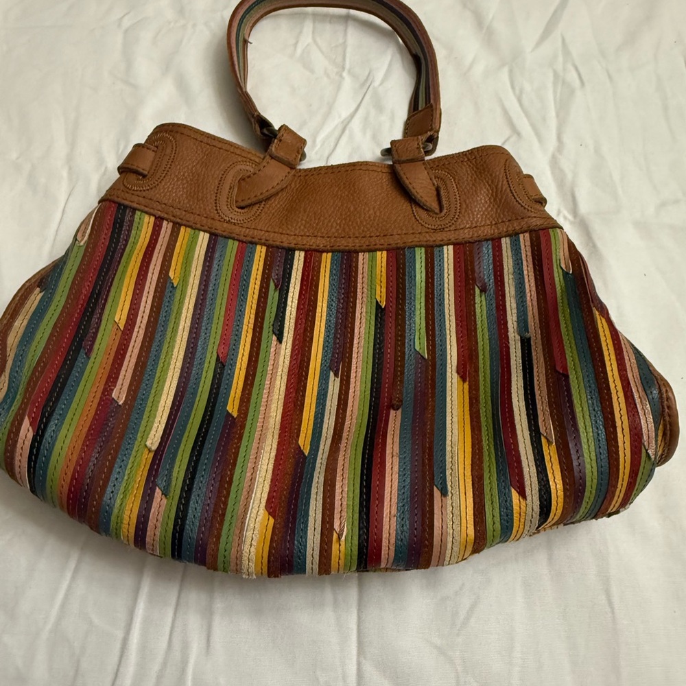 NWT 100% Genuine Leather Lucky Brand Shoulder Bag with Leather Accents - Picture 7 of 16